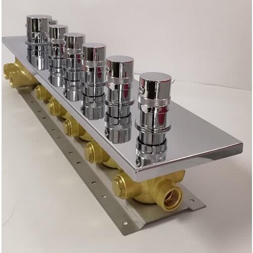 Chrome Shower Mixing Valve Concealed Mounted Thermostat Bathroom Shower Diverter Faucet 5/6 Functions Switch Master Mixer Valves