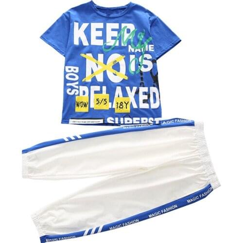 Girls summer casual suit Girls short sleeve T-shirt pants suit Girls letter print two-piece set Girls' new sports suit
