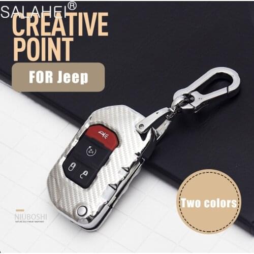Zinc Alloy+TPU Hot Sales Car Key Case Key Cover Shell Fob For Jeep New JL Wrangler Rubicon 2018 Remote Keychain Holder Accessory