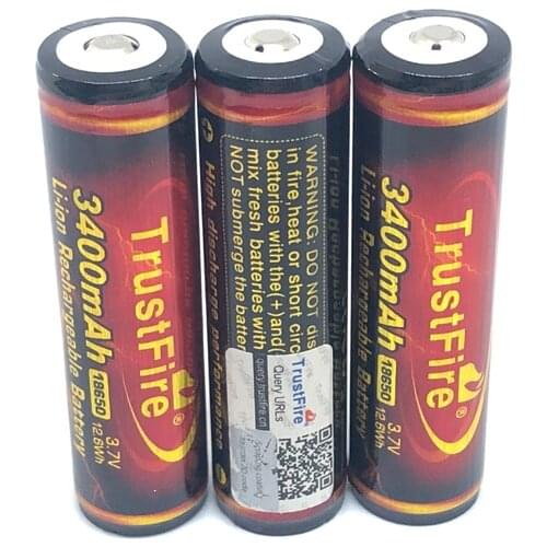 TrustFire Protected 3400mah 18650 3.7V Lithium Battery Rechargeable Li-ion Batteries with PCB for LED Flashlights Headlamps