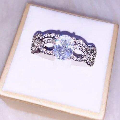 Fashion Zircon Two-Piece Proposal Ring Personality Elegant Female Romantic Birthday Gift Factory Wholesale