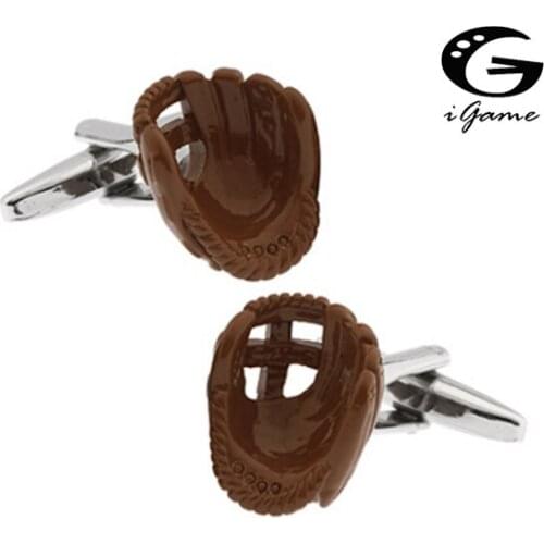 IGame Mens Cufflinks Novelty Coffee Color Baseball Gloves Design Brass Material Best Gift For Men Free Shipping