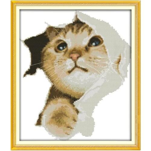 The cute cat cross stitch kit 18ct 14ct 11ct count printed canvas stitching embroidery DIY handmade needlework