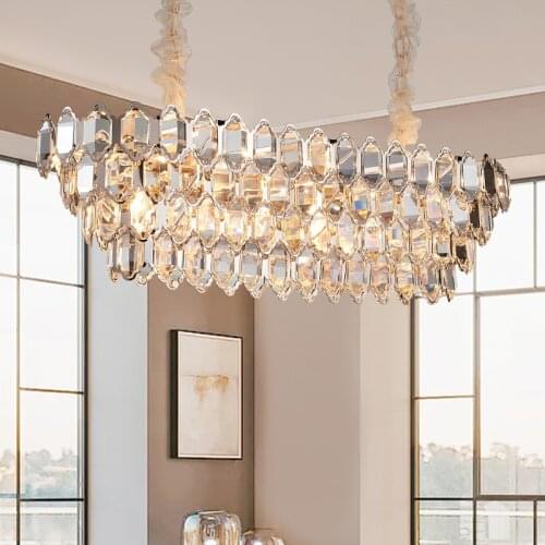 New Modern Rectangle Crystal Chandelier Lighting Indoor Light Fixtures For Dining Room Living Room Bedroom LED Hanging Lamps DHL