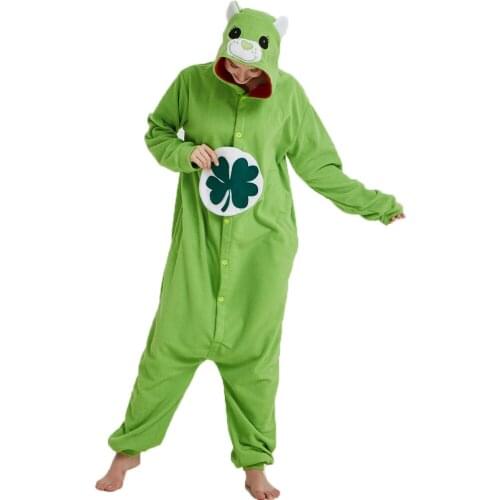 Lucky Bear Onesies New Adults Cute Cartoon Onesie Homewear Women Men Fleece Pajamas Animal Cosplay One-Piece Bodysuit Jumpsuits