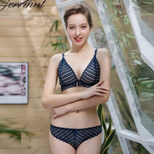 Jerrinut Sexy Lace Bra And Panty Set Front Closure Seamless Bra Briefs Push Up Bra Set Women Underwear Wireless Lingerie Set