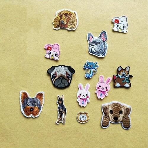 Cartoon Animal Hot melt adhesive iron Patches Cute Face Embroidery Stickers Jacket Hat Badges DIY Clothing Craft Supplies