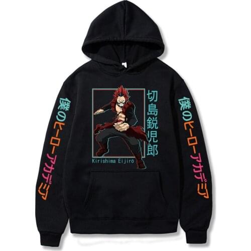 Anime My Hero Academia Eijiro Kirishima Printed Hoodies Hooded Sweatshirts Pullovers Tops