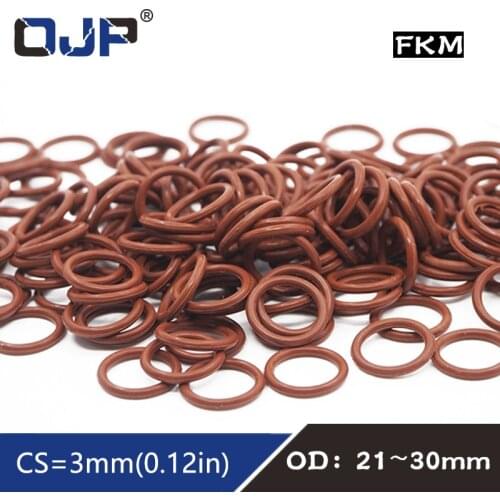 3PCS/lot Fluorine rubber Ring Brown FKM O ring Seal OD21/22/23/24/25/26/27/28/29/30*3mm Rubber O-Ring Seal Oil Ring Fuel Gaskets