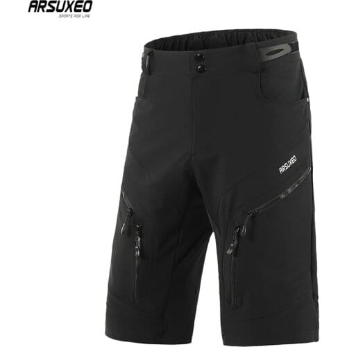 ARSUXEO Men Cycling Shorts MTB Bike Shorts Outdoor Sports Mountain Bicycle Cycling Short Pants Breathable Quick Dry Reflective