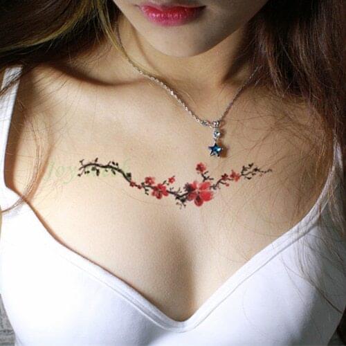 Waterproof Temporary Tattoo Sticker sexy plum flower tatto stickers flash tatoo fake tattoos for girl women lady