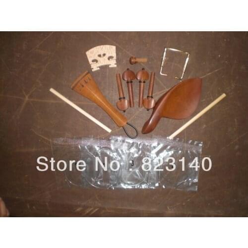 1 Set High Grade JUJUBE B TYPE Violin fitting with Tail gut, Sound post, Gold chin rest screw, Violin bridge and Violin string