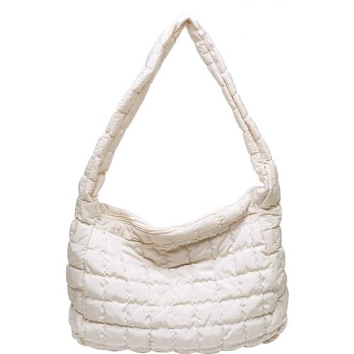 Female Purses 2021 New Winter Soft Down Fabric Shoulder Bag Branded Quality Womens Designer Big Capacity Underarm Pack Large