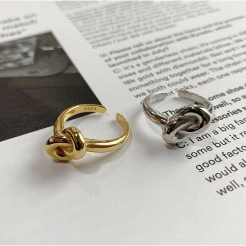 XIHA Real 925 Sterling Silver Ring Rope Knot Open Adjustable Rings for Women Korean Japan Fashion Wedding Minimalist Jewelry