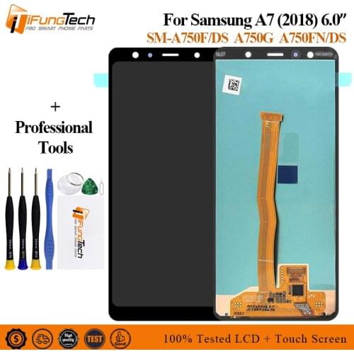 6.0" 100% New For Samsung Galaxy A7 2018 A750 A750F A750G A750FN No Frame LCD Display Touch Screen Digitizer Assembly Tested