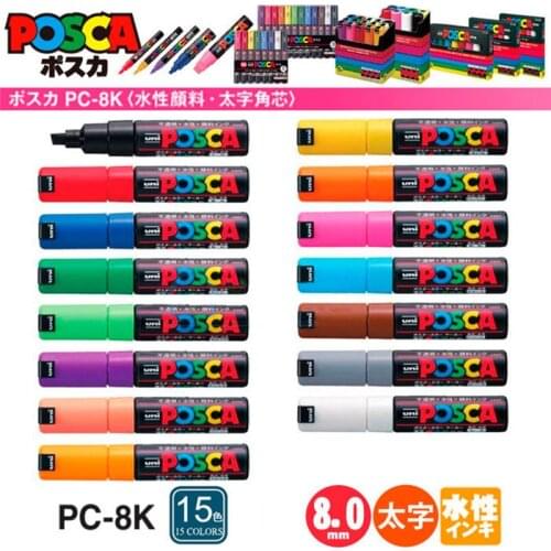 1Pc UNI PC-8K Paint Marker POP Poster Water-based Advertising Graffiti 8mm Writing Supplies Office School Supplies 15colors