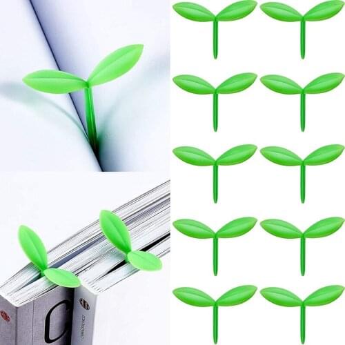 10 Pieces Green Sprout Little Bookmarks Silicone Small Book Clips Leaf Grass Buds Cute Mini Book Mark Decoration Creative Gifts
