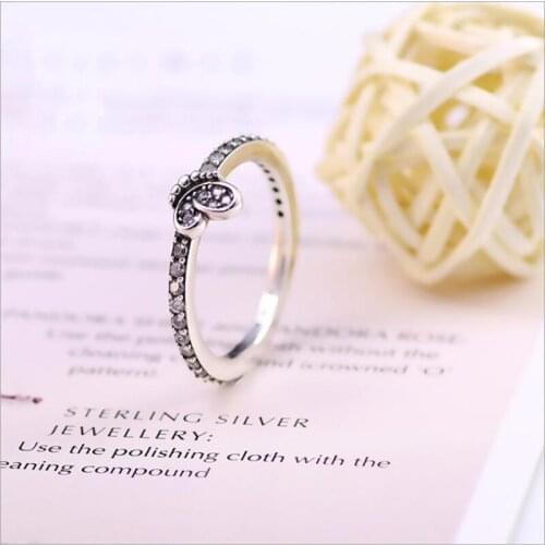 100% 925 Sterling Silver Pan Ring New Enchanting Butterfly Smart Creative Jewelry Ring For Women Wedding Party Fashion Jewelry