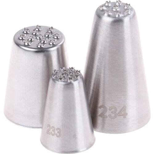 3Pcs Grass Cream Icing Nozzles Stainless Steel Pastry Fury Decoration Cupcake Head Cake Decorating Tools Pastry Tools