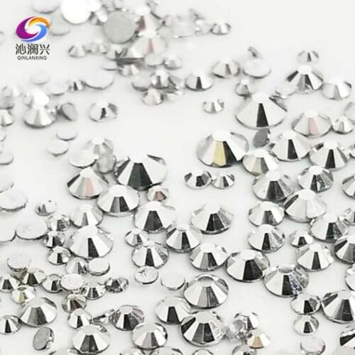 300pcs Mix SS4-SS16 Size silver mine color Non HotFix flatback glass crystal 3D Nail Art Rhinestone diy Decorations