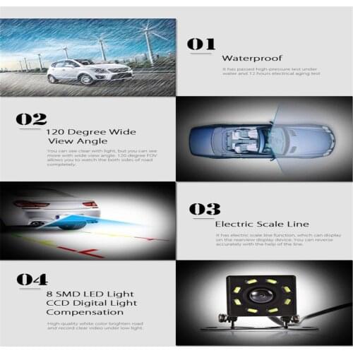Car Camera Waterproof Mini Rear View Camera With 120 Degree Wide Angle Lens And Function
