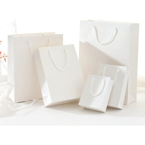 White Kraft Paper Bag Wedding Birthday Holiday Gift Packaging Bag Shopping Bag DIY Multifunctional Candy Food Biscuit Packaging