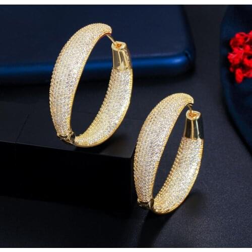 Charm Vintage Hoop Earrings Women ESYS0327 Cubic Zircon Iced Out Bling Elegant Luxury Trendy Gift Jewelry