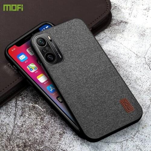 Case For Xiaomi Poco F3 Fabric Back Cover For PocoF3 Shockproof Non Silp Cloth Cover Pocophone F3 Case With Glass Black Gray