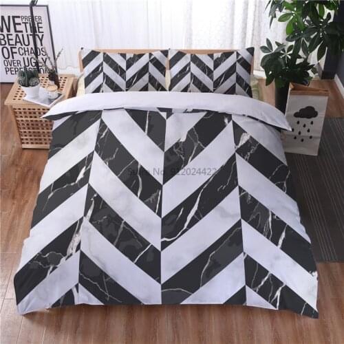 Black White Geometric 3d Bedding Sets Marble Digital Printing Duvet Cover Set with Pillowcase Home Textile Europe Australia Size