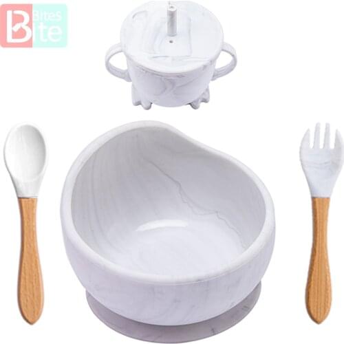 Baby Silicone Bowl Fork Spoon Straw Cup Set Silicone Bowl & Spoon Learning Dishes Tableware Suction Bowl BPA Free Baby Product