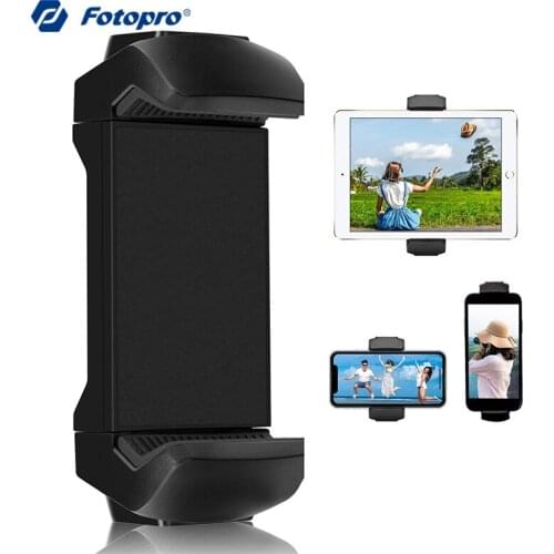 Fotopro Tablet Holder Smartphone Clip Horizontal Vertical, Universal 2 in 1 Clamp Bracket Stand Compatible with Pad Phone
