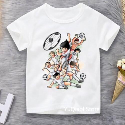 Cartoon Captain Tsubasa T Shirt Kids Clothing Boys Summer Top White Short Sleeve T-Shirt Football Lover Birthday Gift Tshirt