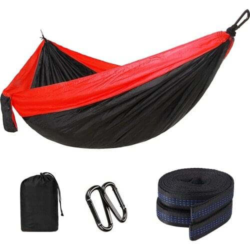2 People Outdoor Camping Hammock Lightweight Nylon Parachute Fabric Portable Cot Hanging Bed Hunting Sleeping Swing 275*140cm