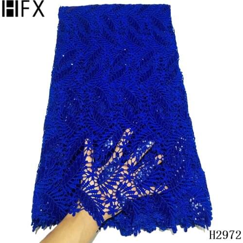 HFX Latest African Laces 2020 High Quality Embroidered Sequin Fabric Guipure Cord Lace Fabric for Nigerian Party Dress F2972