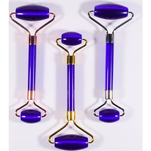 Artificial Cat Eye Stone Beauty Skin Care Tools Jade Roller Blue Crystal Glass Massager Face Neck Body Health Relaxing Fine Line