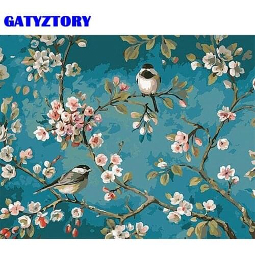 GATYZTORY 40x50cm Frameless Picture By Numbers HandPainted Unique Gift For Adults Bird On Tree Landscape Painting Home Craft