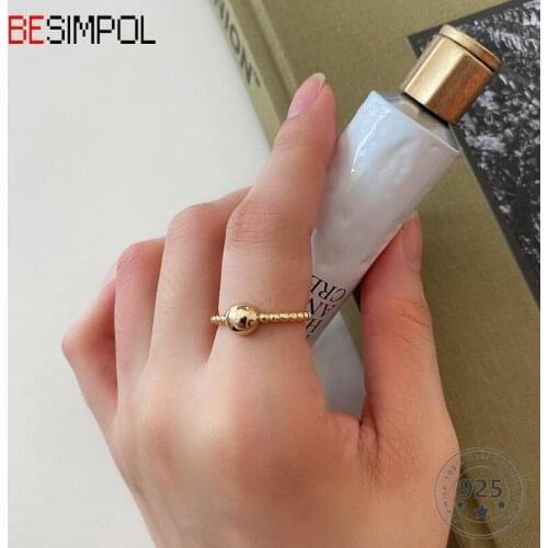 Besimpol Real 925 Sterling Silver Ring Minimalist French Style Celi Mini Simple Designer Adjustable Rings for Women Fine Jewelry