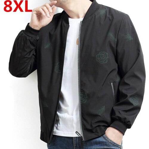 Quality Bomber Solid Casual Jacket Men Spring Autumn Outerwear Mandarin Sportswear Mens Jackets for Male Coats 8XL 5XL 6XL 7XL