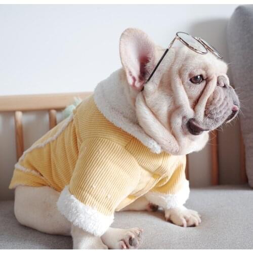 Pet Dog Jacket Plus Velvet corduroy jacket Padded Two-legged Clothes Pet Dog Coat Autumn Winter Warm Vest Coat