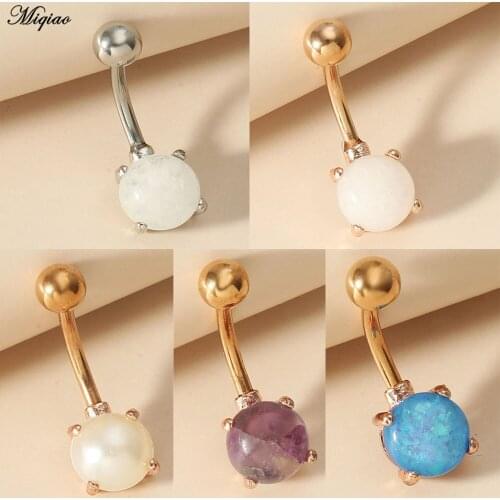Miqiao 1pcs Fashion Hot Style Stainless Steel Belly Button Ring Exquisite Body Piercing Jewelry
