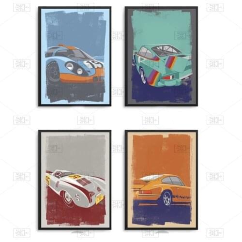 Retro Fashion Car Print Canvas Painting Modern Modular Wall Art Pictures for Living Room Vogue Home Decoration Watercolor Poster