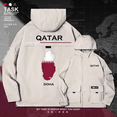 State of Qatar QAT men jacket hooded map nation flag casual printed fashion clothing new trench coat men coat clothes autumn