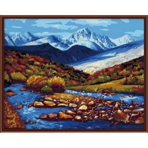 DIY Digital Canvas Oil Painting Frameless Picture Painting By Numbers Of Mountain River Landscape Home Decor Living Room G087