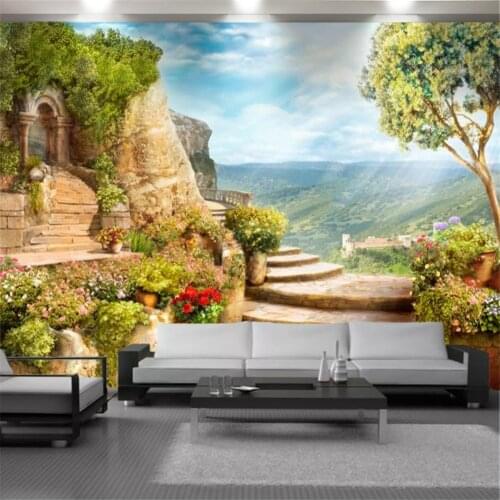 3d Scenery Wallcovering Wallpaper Romantic European Flower House Landscape Mural Living Room Bedroom Home Decor Wallpapers