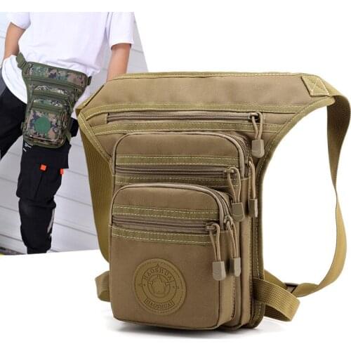 High Quality Men Nylon Waist Leg Bag Military Motorcycle Rider Multi-Pockets Shoulder Bags Camouflage Male Hip Thigh Fanny Pack