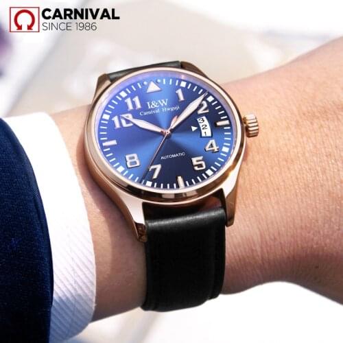 CARNIVAL the new 2019 mens fashion automatic mechanical watch relogio masculino tourbillon leather luxury brand sports watches