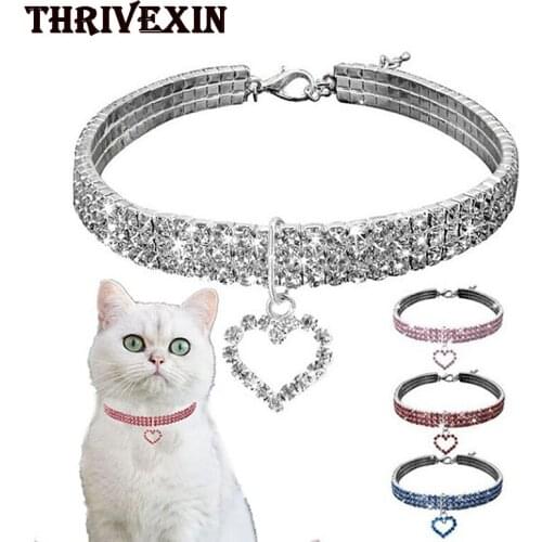 Adjustable Pet Necklace Puppy Accessories cats Collar Rhinestone Dog Crystal Choker Chain Diamante Jeweled Pendant