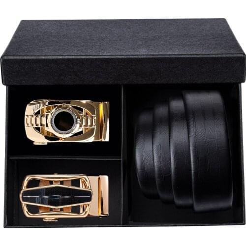 Men Belt Male Genuine Leather Belt Luxury Alloy Automatic Buckle Belts Gift Box Set For Men Cummerbunds Cinturon Hombre DiBanGu