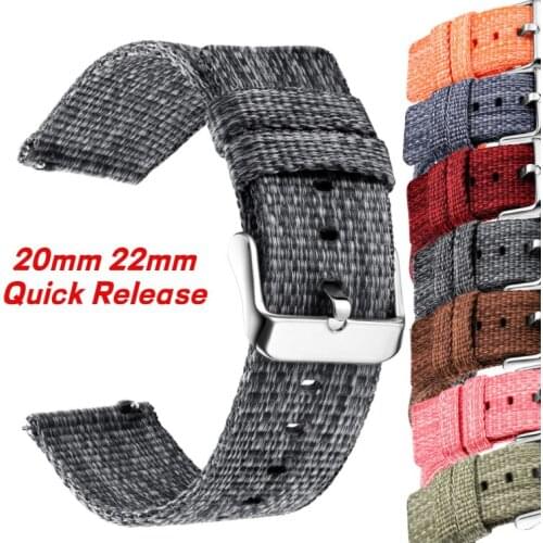 Quick Release Thick Nylon Watch Strap 20mm 22mm for Samsung Galaxy Watch 4 42 46 Active Watch Gear S3 Sport S2 Watch Band