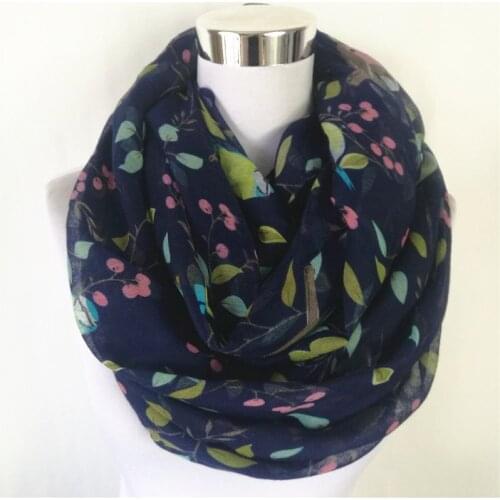 10pcs/lot Women loop scarf Flower Ring Scarf Female floral Print Chevron Infinity Scarves animal bird circle scarf Shawl Wrap